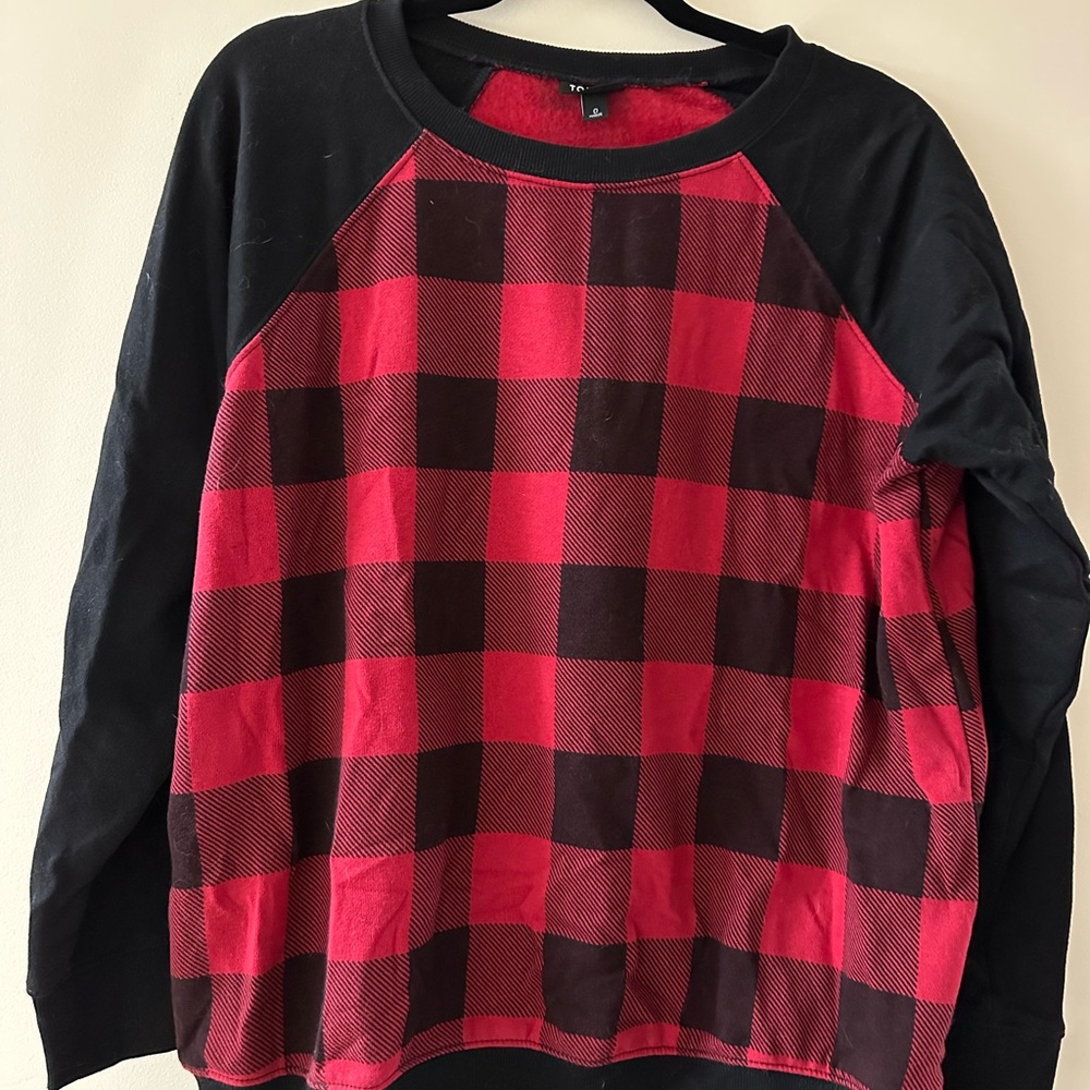 Torrid Red and Black Plaid Sweatshirt